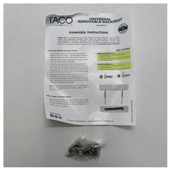 Taco Universal abnehmbar abnehmbar nach Backtrest-L10-1002-1