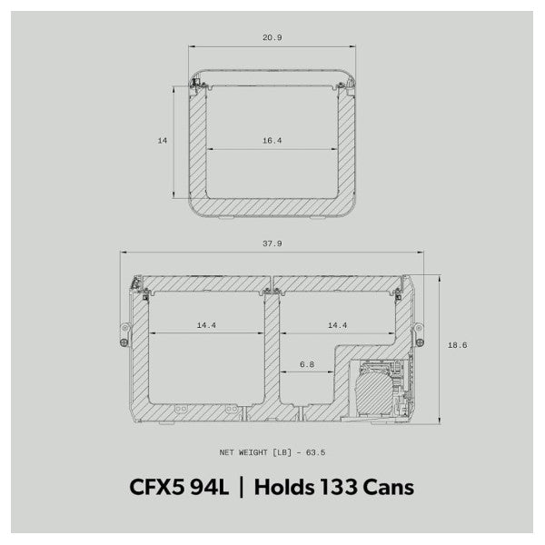 Dometic Caja de refrigeración CFX5 Compresor 95L Doble zona Negra - 97000050764 