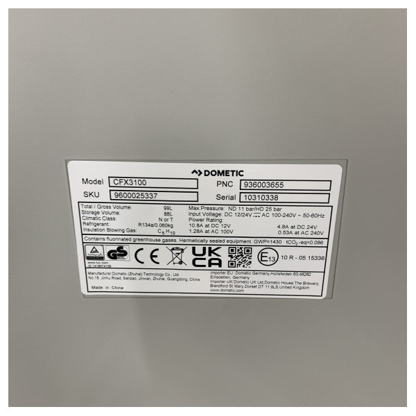 Dometic CFX3 Kompressor Kjøleboks 100L Svart 12/24/230V - 9600025336 