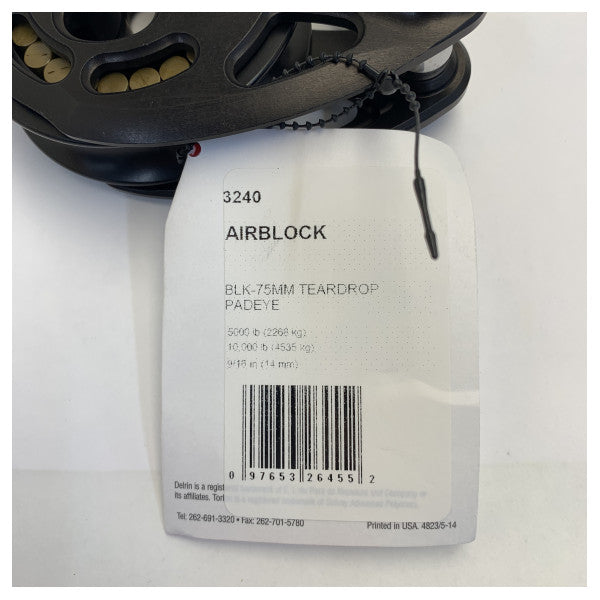 Harken 3240 Black Magic High Load Aluminium 75 mm Pad-Eye Rigging Block