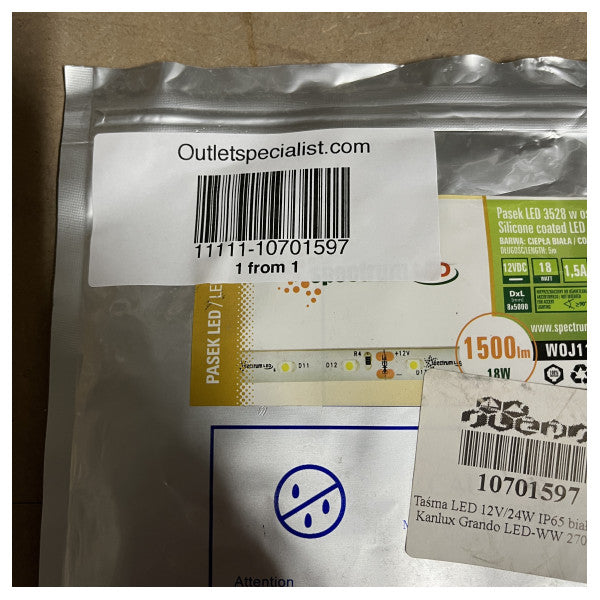 شريط LED بجهد 12V 1500lm - 18W - أبيض دافئ 5م 