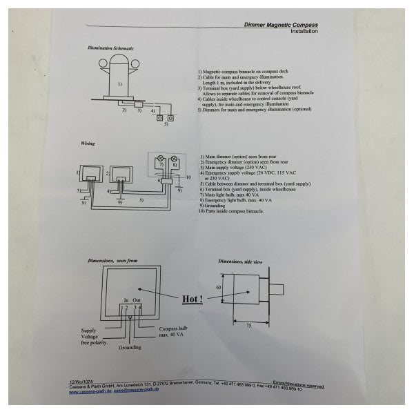 レイセオン・アンシュッツ 磁気コンパス調光スイッチ - 2010879 