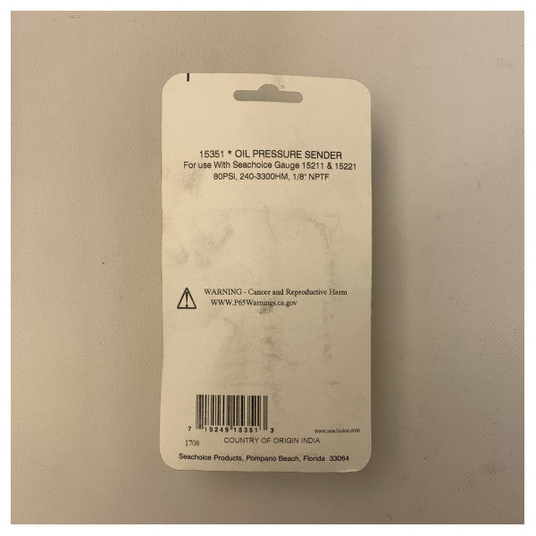 Remitente de presión de aceite sectoice 80psi 240 - 330 ohm - 15351