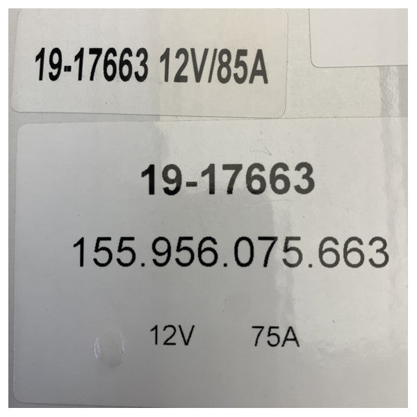 Vetus 19-17663 85 Amp 12V pomorski alternator za M2/M3 motore 