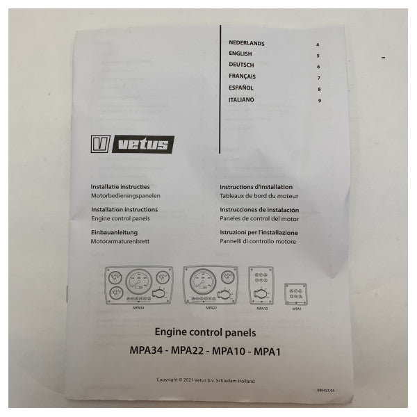 Vetus MPA22KBS2 Alu 2 12V Motor Kontrol - Enstrüman Paneli 0 - 4000 RPM 