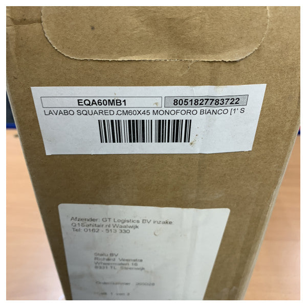 Azzurra Elegance firkantet håndvask 60x45cm uden overløb - EQA60MB1 