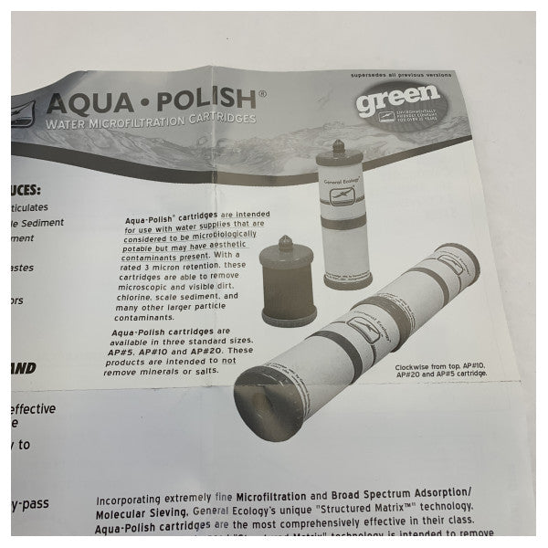 Cartucho de Filtro de Água Aqua-Polish de 5 Polegadas de Ecologia Geral 