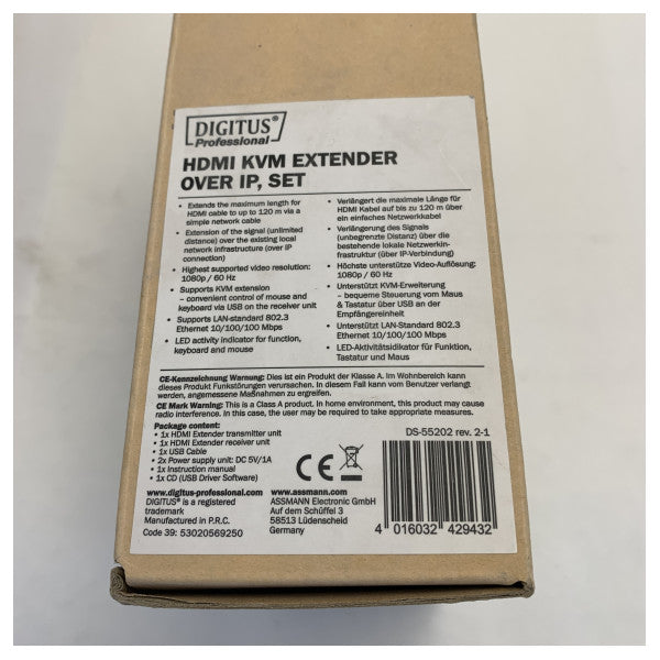 DIGITUS Professional DS-55202 KVM Extender Set - HDMI - Cat5/6 