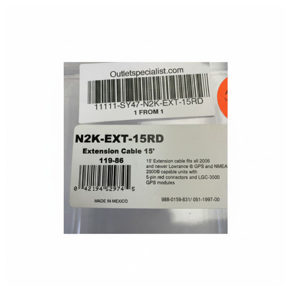 Cavo di estensione backbone NMEA 2000 Lowrance N2K-EXT-15RD - 4,5 m 15 piedi 