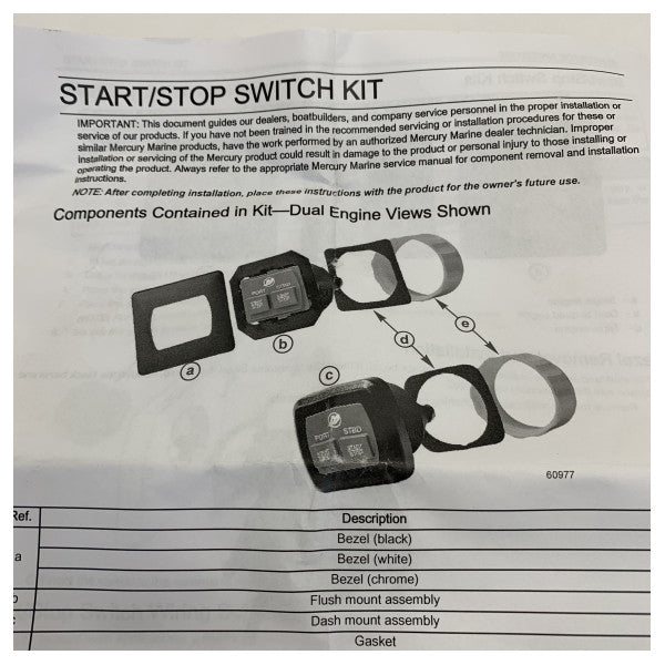 Mercury 8M0117137 Dual Engine Marine Engine Start-Stop Paneel