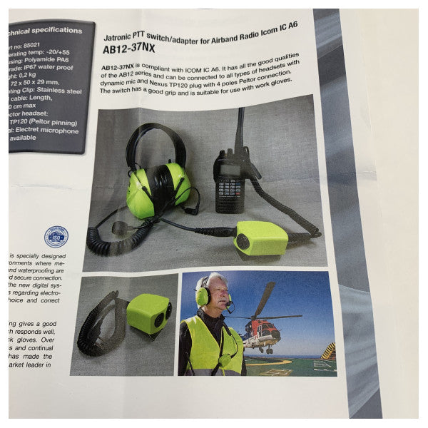 Interrupteur/Adaptateur Jatronic AB12-37NX PTT pour Radio Airband ICOM IC A6 