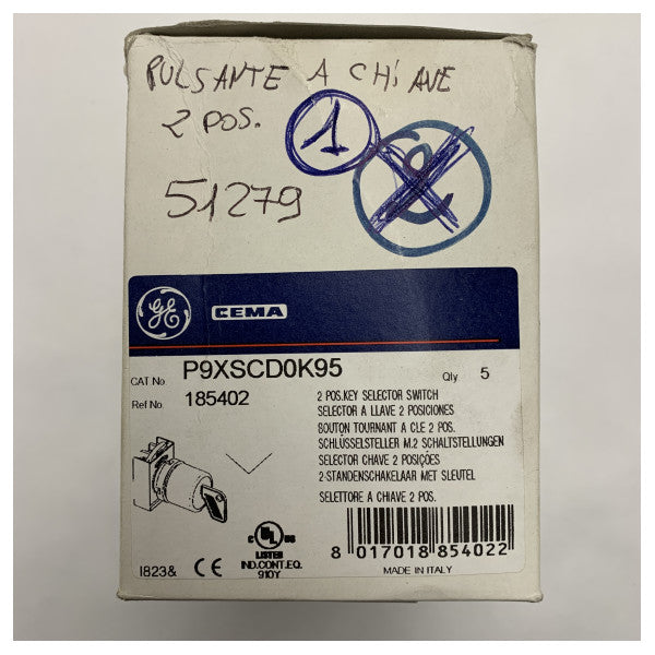 Селекторни превключватели General Electric с ключ 95, 2 позиции - P9XSCD0K95