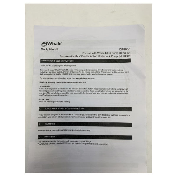 Whale DP9906 Set za montažu MK5 s kapom i membranom 