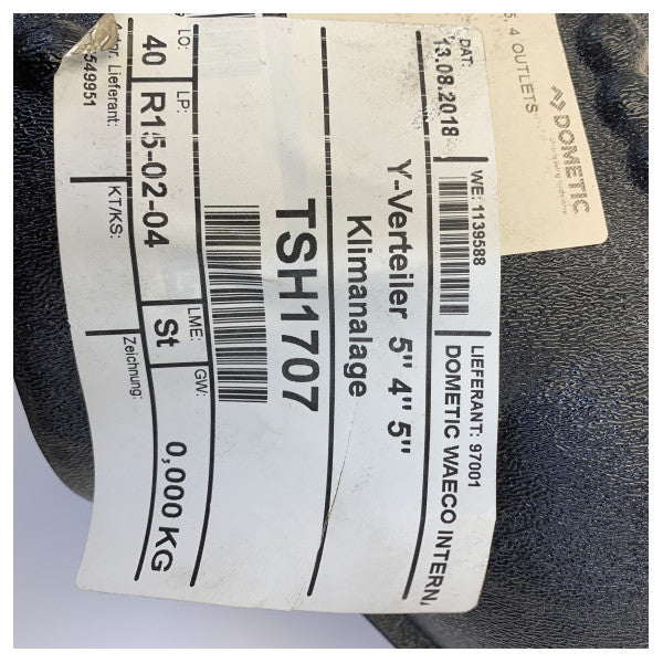 Dometic Y-Duct 5-4-5 Pouces Marine Air Ducting Y-Valve - 9108549951 