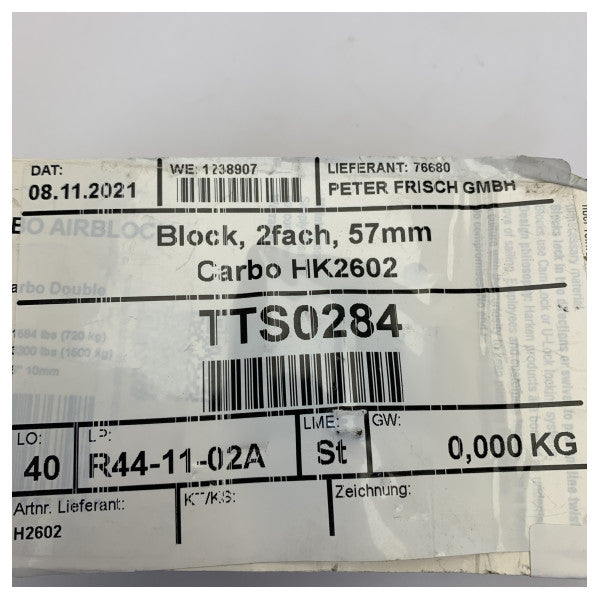 Harken 2602 Carbo Block 57mm Double 10 mm - 1500 KG 