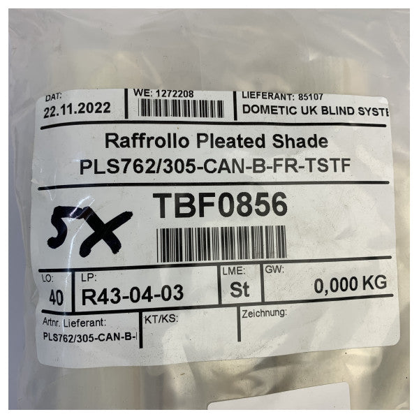 Dometic プリーツシェード PLS762/305-CAN-B-FR-TSTF プリーツカーテン 762 x 305 mm 