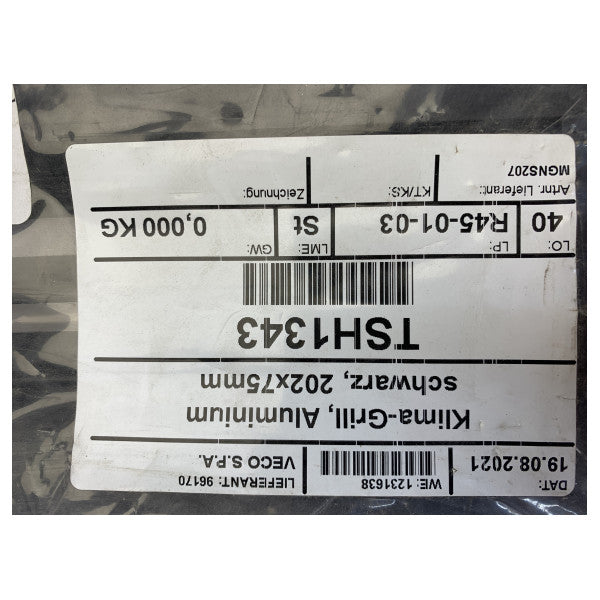 Veco Climma MGNS207 Ilmastointiritilä 202 x 75 mm Musta 