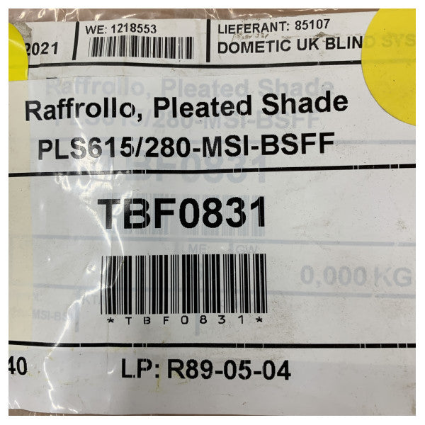 Dometic PLS615/280-MSI-BSFF プリーツシェードサンカバー - 615 x 280 mm 