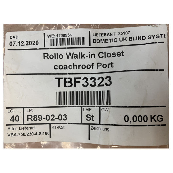 Dometic ロロ ウォークイン クローゼット コーチルーフ ポート キット 750 x 230 mm - VBA-750-230-4-S 