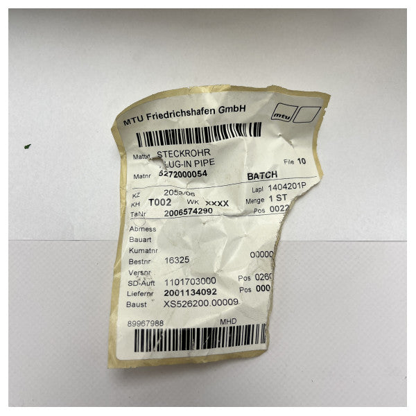 MTU 5272000054 12V4000 geçmeli boru