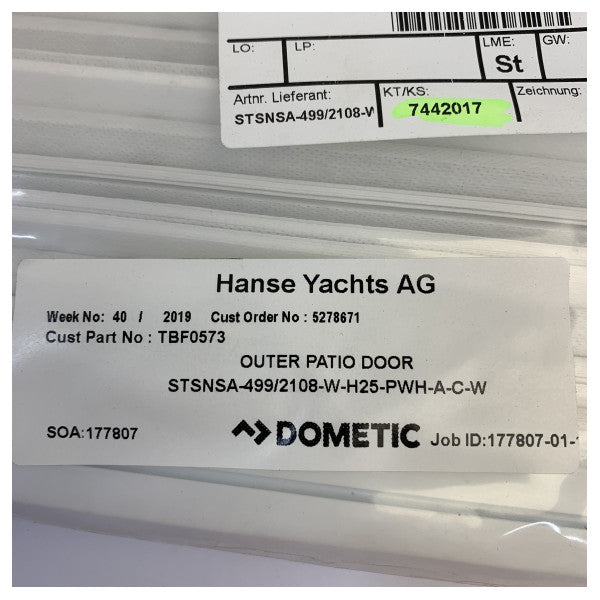 Dometic パティオドアブラインド STSNS 499 x 2108 mm ホワイト 