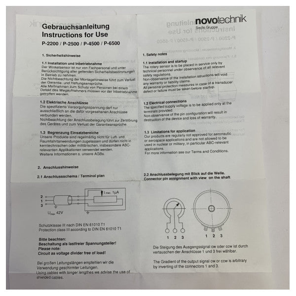 Novotechnik 1505906 Componente elettronico marino, potenziometro rotativo di precisione 