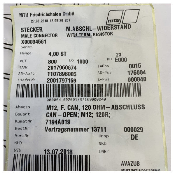 MTU X00034561 Marine Electric Can-Bus Stecker für männliche Anschlüsse 