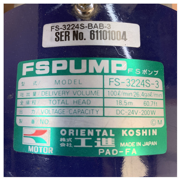 Koshin FSPump FS3224S-3 Sea Water Pump 100L/min 