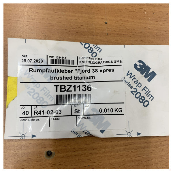 Fjord 38 Xpress Rumpf Decall Aufkleber Silber - TBZ1136 