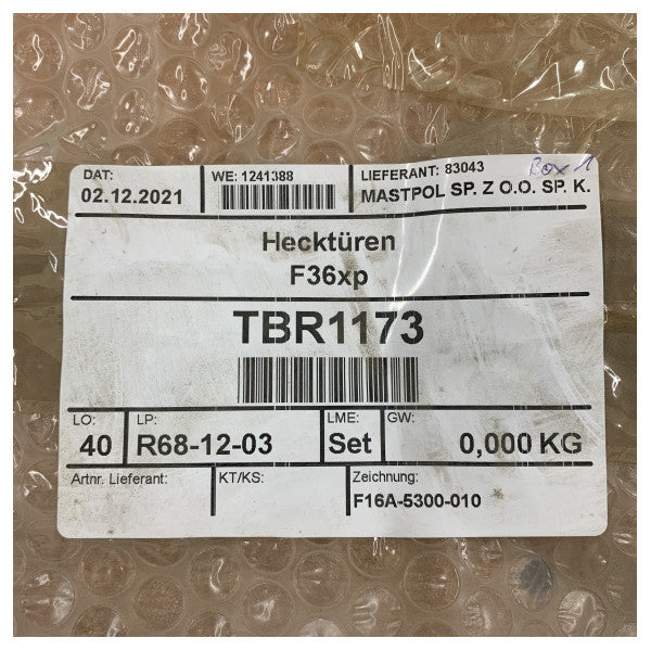 Dual Fjord 36 og 38 XP Transom Dører Rustfritt Stål Sett - TBR1173 