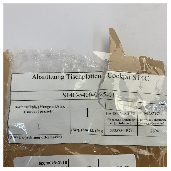 Hanse Yachts Rustfrit Stål Cockpit Bord Støtte Ramme - S14C-5400-025-0 