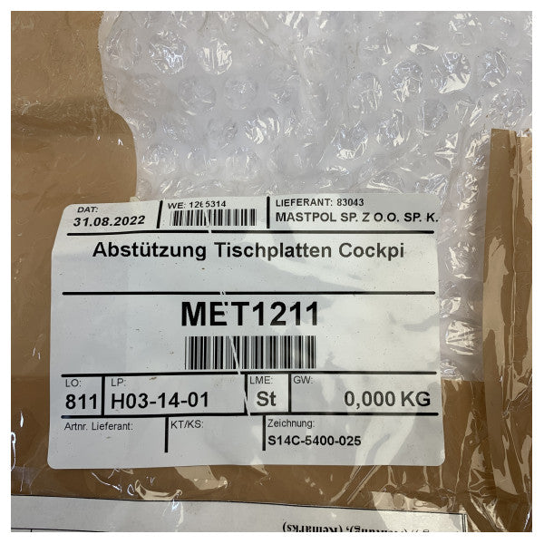 Hanse Yachts Rustfrit Stål Cockpit Bord Støtte Ramme - S14C-5400-025-0 