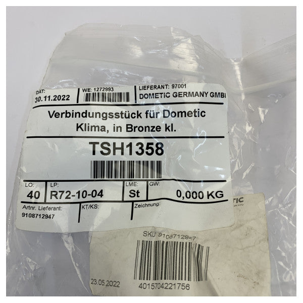 Dometic Messing Slangeforbindelsesstykke BRZ 1.0ZMPT X 1.0ZHB - 9108712947 