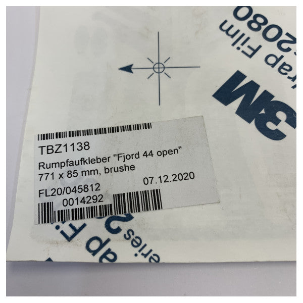 Fjord 44 Coupe børstet titan skrog klistremerke med logo - TBZ1138 