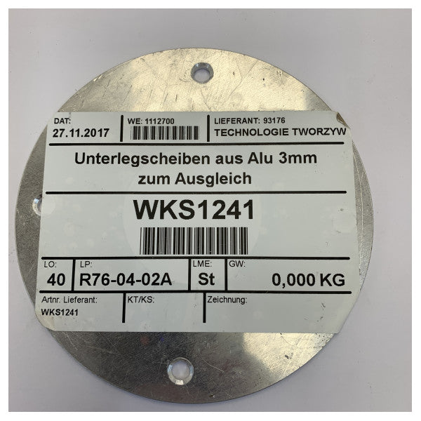 Aluminium shimring 3 mm - distans för yachtbeslag - WKS1241 