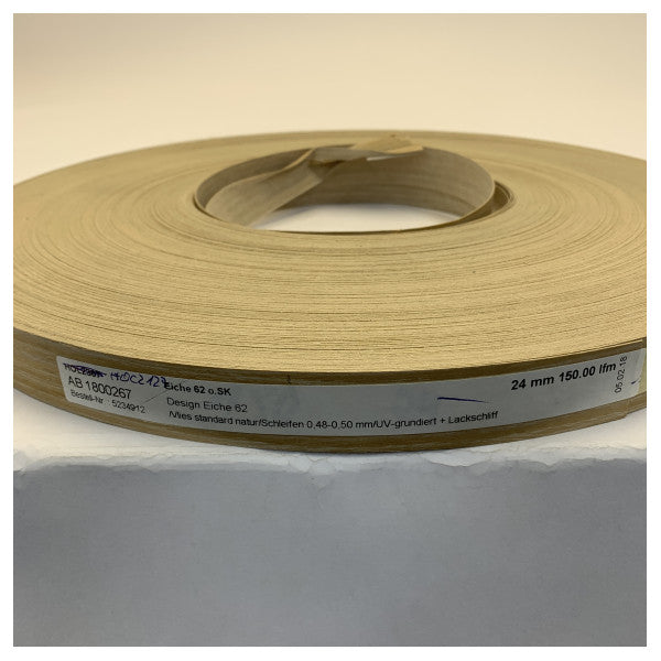 Meşe Kaplama Kenar 24mm x 0.5mm - Sıcak Erime Yapıştırıcısı Olmadan 