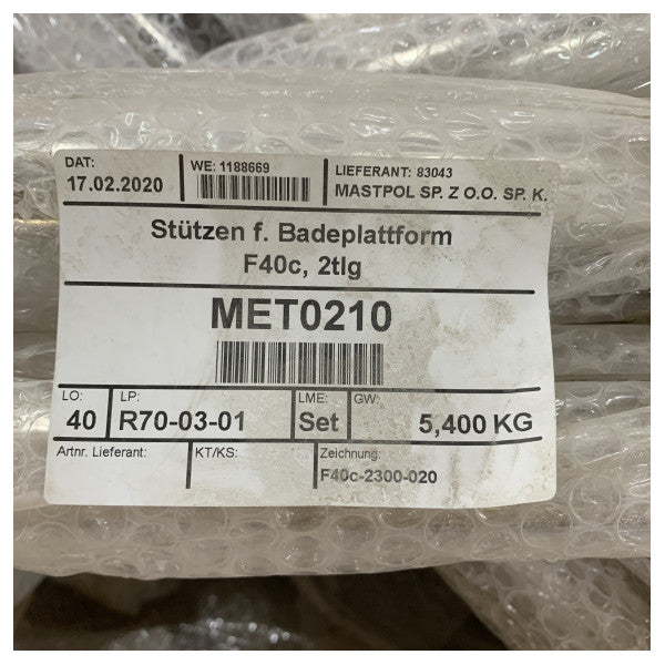 Supporto in acciaio inox per piattaforma da bagno Fjord 40 Cruiser e Open - MET0210 