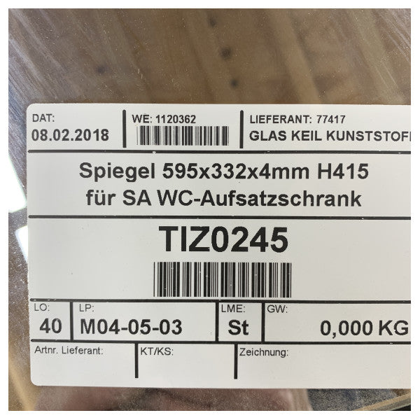 Hanse Yachts H415 Badezimmerschrank-Spiegel 595x332x4mm - TIZ0245 