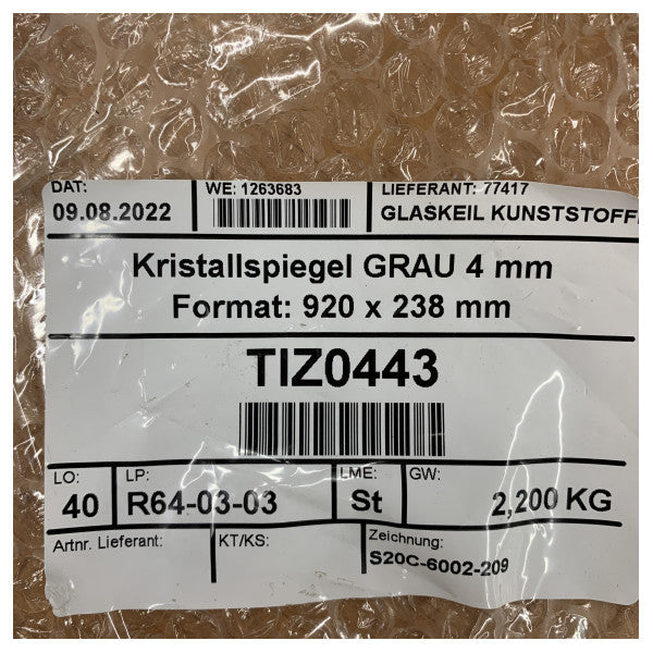 Hanse Yachts Kristal Spiegel 4mm - 920 x 238 mm - Jachtbeslag TIZ0443