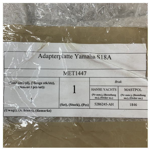 Yamaha-perämoottorin sovitinlevy alumiini - S18A 