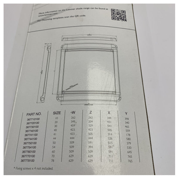 Lewmar Roller Shade għal Size 50 Hatch Abjad - 367750100 