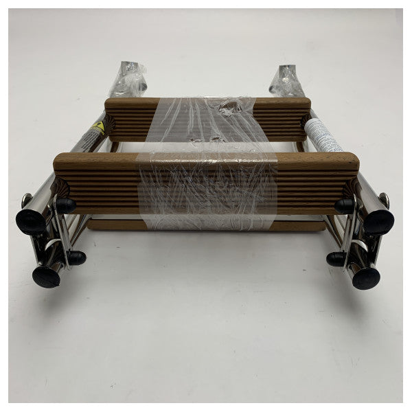 Nautinox 2048/1 3-step stainless steel folding bathing ladder with teak steps