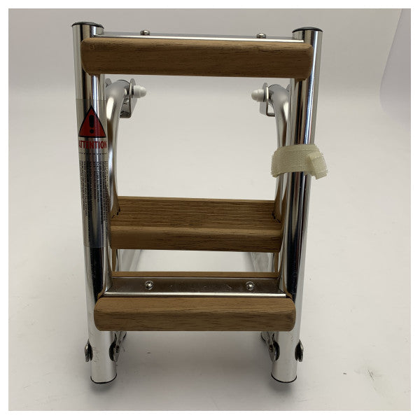 Nautinox Ladders tal-Baħar tal-Istainless Steel 3-passi li jistgħu jiġu mfassla bil-passijiet tal-teak - 2046 