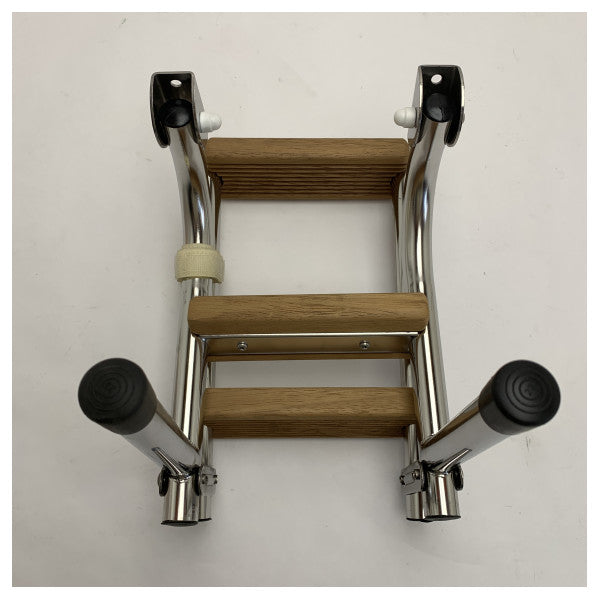 Nautinox Ladders tal-Baħar tal-Istainless Steel 3-passi li jistgħu jiġu mfassla bil-passijiet tal-teak - 2046 