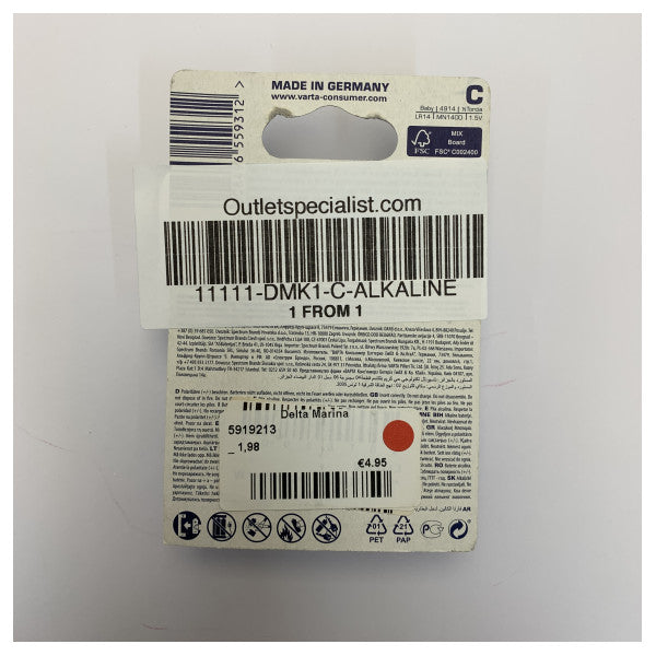 Varta C LR14 alkalinebatterier 1,5V Baby-batteri 2-pak 
