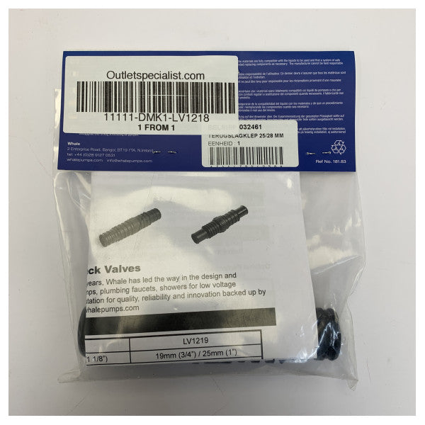 Valvola di non ritorno Whale LV1218 25-28 mm Nera 