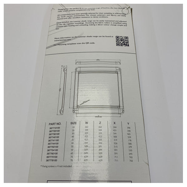 Lewmar 367744100 Dimensione 44 Tenda avvolgibile per aperture di accesso Bianca 