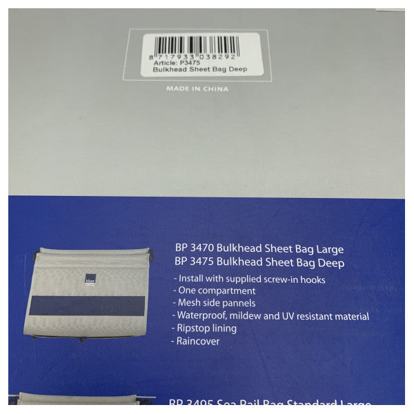 Blue Performance BP-3475 Marine Bulkhead Sheet Bag Silver 