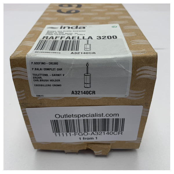 Inda Raffaela 32140cr Detentur tal-pinzell tat-twaletta stylish finitura tal-kromju