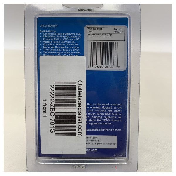 BEP 701S batteri hovedvelgerbryter 12/24V